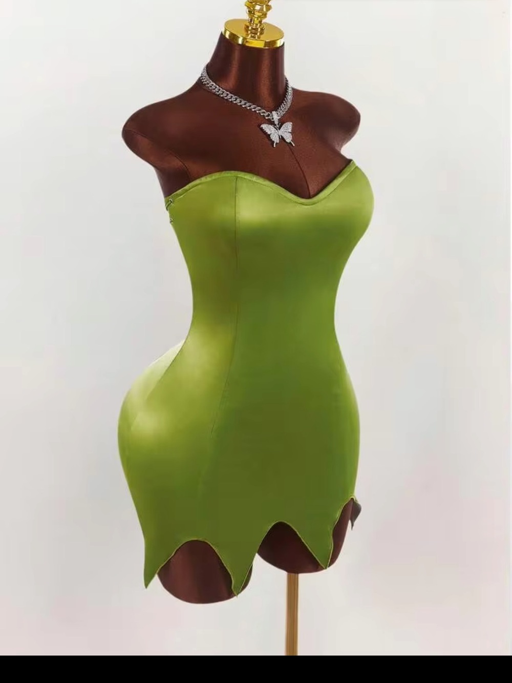 Strapless Green Bodycon Mini Dress